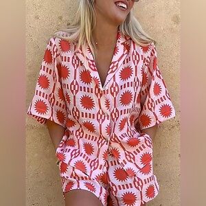 Commense Tropical Print Drawstring Shorts Set